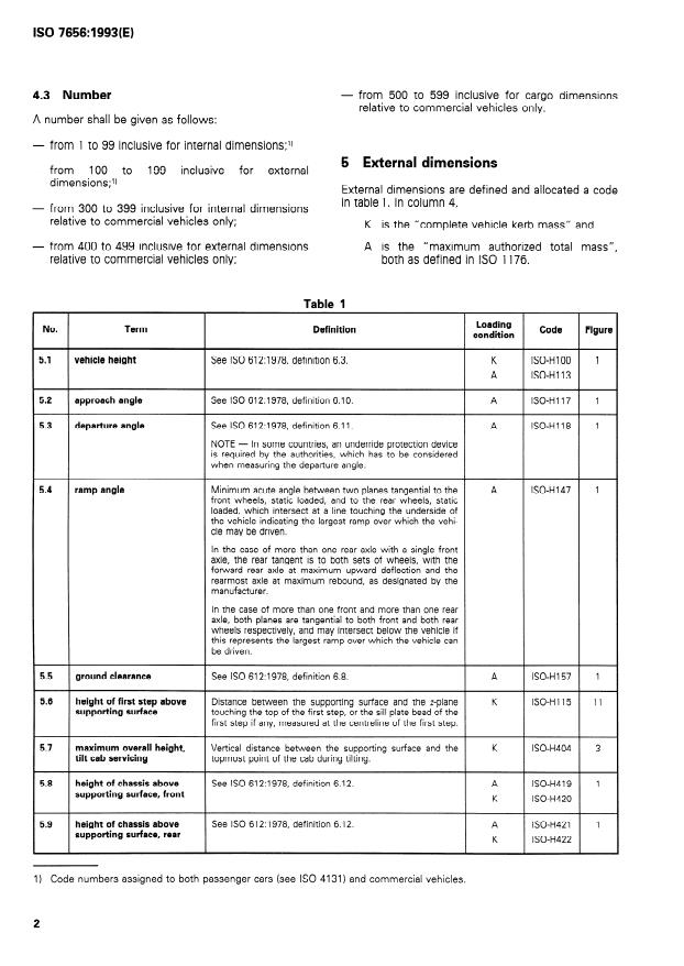 ISO 7656:1993 ISO 7656:1993 - Commercial road vehicles -- Dimensional codes - Page 4 preview