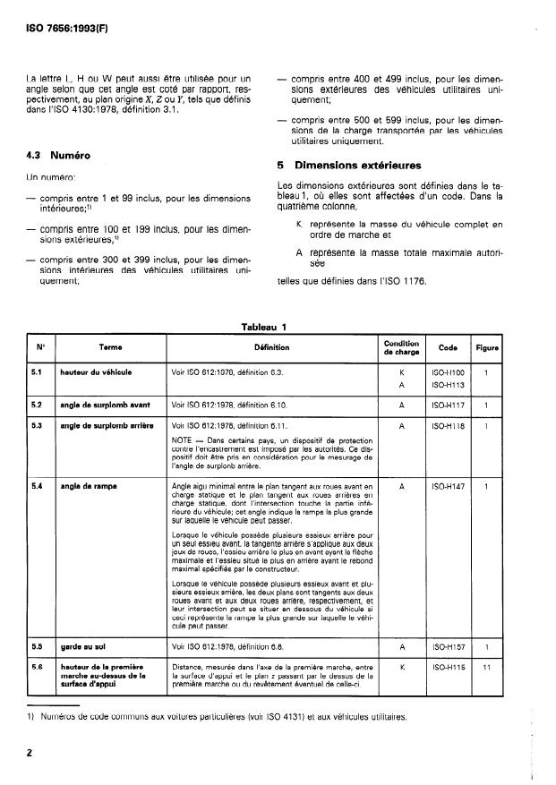 ISO 7656:1993 ISO 7656:1993 - Véhicules routiers utilitaires -- Codes dimensionnels - Page 4 preview