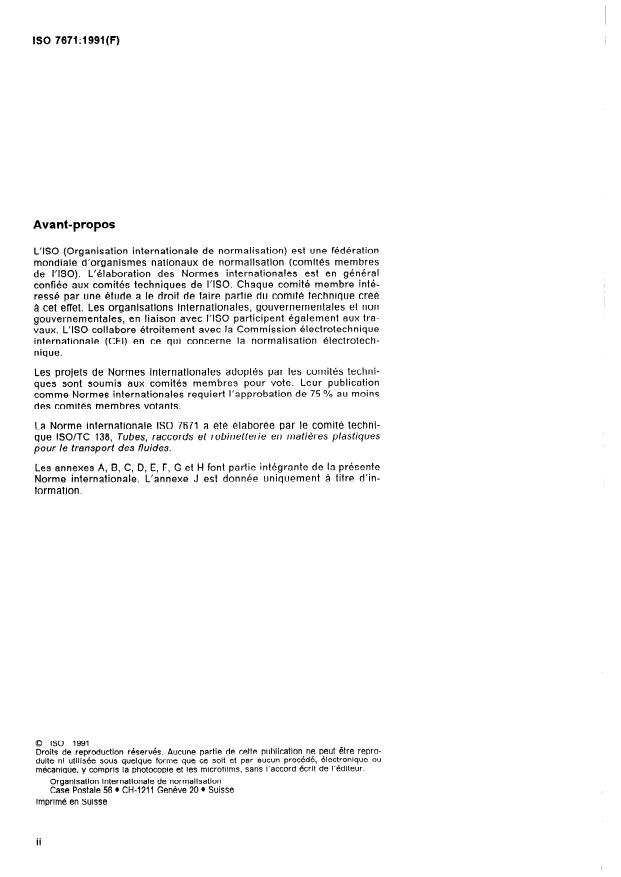 ISO 7671:1991 ISO 7671:1991 - Tubes et raccords en polypropylene (PP) (a jonction par bagues d'étanchéité en élastomere) pour les systemes d'évacuation d'eaux usées et d'eaux-vannes (a basse et a haute température) a l'intérieur des bâtiments -- Spécifications - Page 2 preview