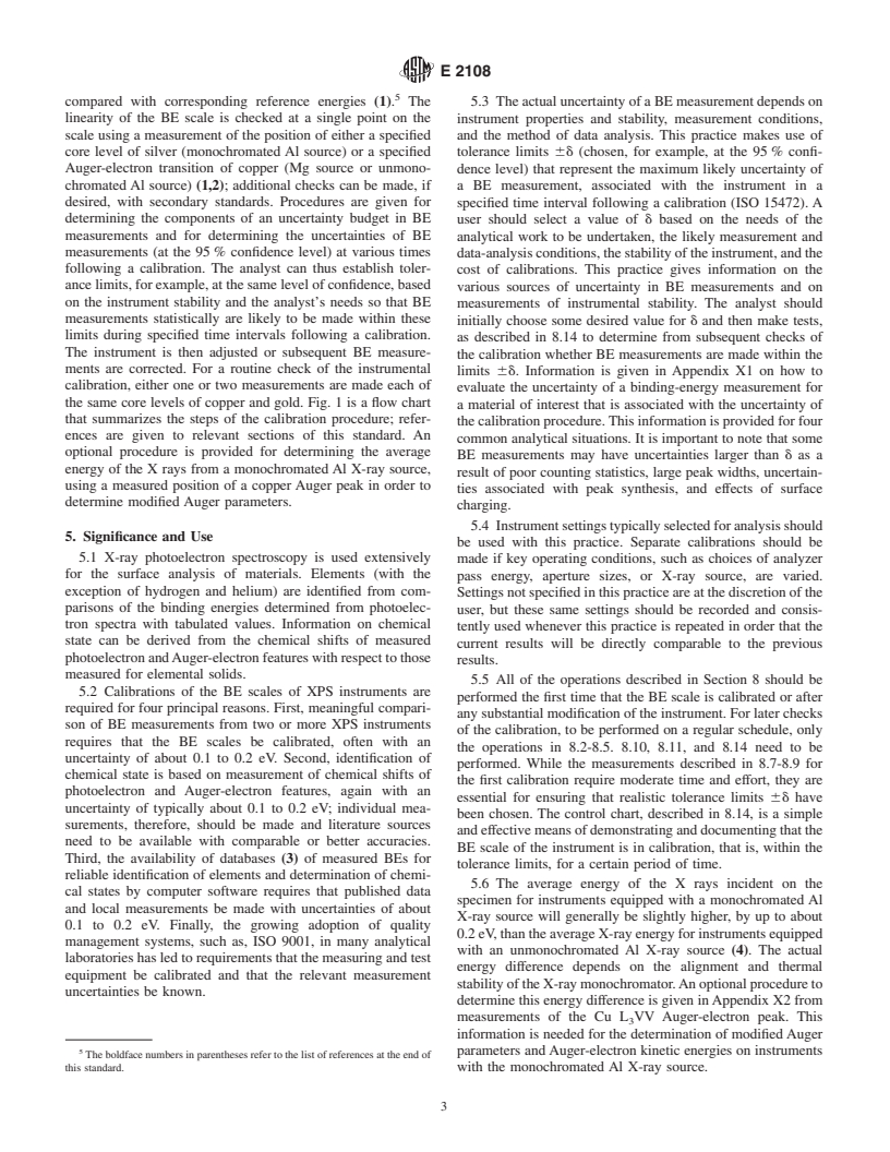 ASTM E2108-00 - Standard Practice for Calibration of the Electron Binding-Energy Scale of an X-Ray Photoelectron Spectrometer