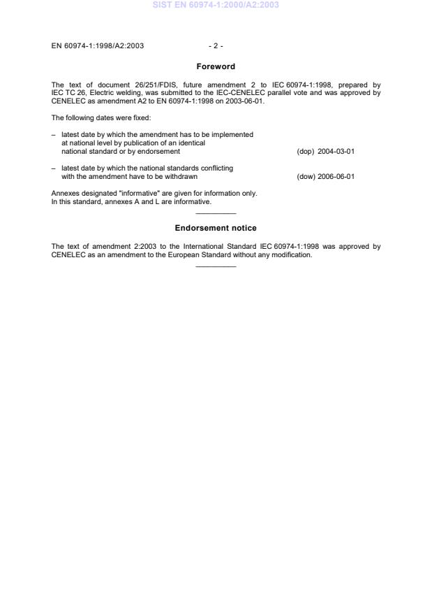 EN 60974-1:1998/A2:2003 EN 60974-1:2000/A2:2003 - Page 4 preview