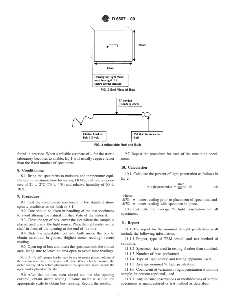 ASTM D6567-00 - Standard Test Method for Measuring the Light Penetration of a Turf Reinforcement Mat (TRM)