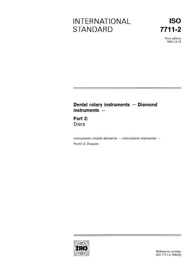 ISO 7711-2:1992 - Dental rotary instruments -- Diamond instruments