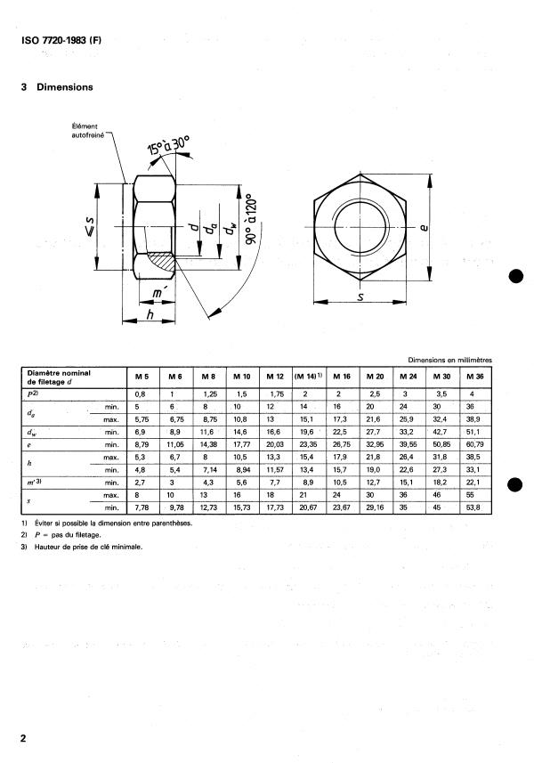 ISO 7720:1983 ISO 7720:1983 - Écrous hexagonaux a freinage interne, a couple préalable (tout métal), style 2 -- Classe de qualité 9 - Page 4 preview