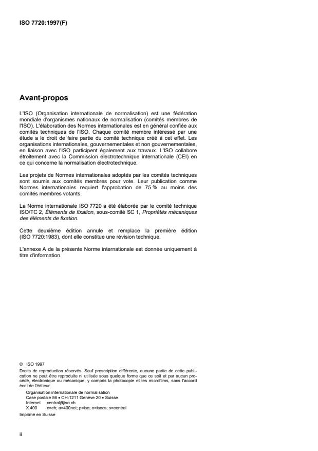 ISO 7720:1997 ISO 7720:1997 - Écrous hexagonaux autofreinés tout métal, style 2 -- Classe de qualité 9 - Page 2 preview