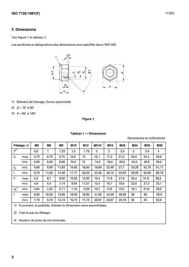 ISO 7720:1997 ISO 7720:1997 - Écrous hexagonaux autofreinés tout métal, style 2 -- Classe de qualité 9 - Page 4 preview