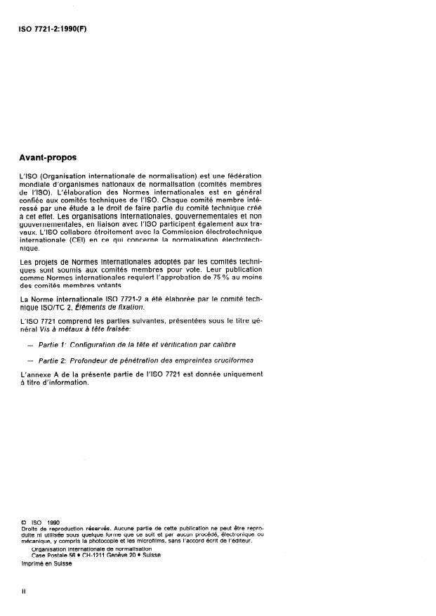 ISO 7721-2:1990 ISO 7721-2:1990 - Vis a métaux a tete fraisée - Page 2 preview