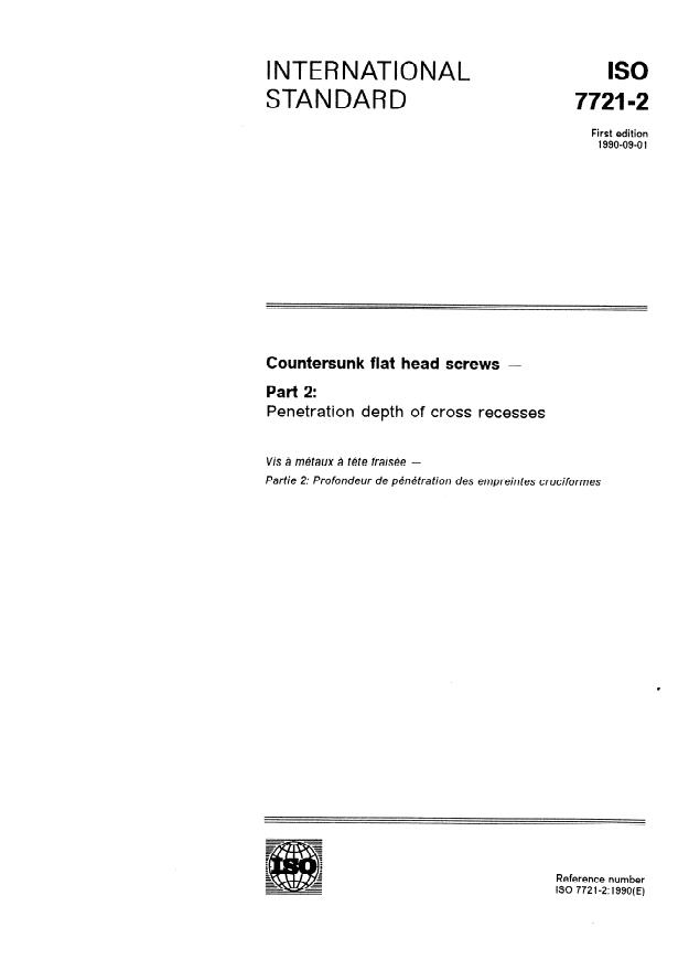 ISO 7721-2:1990 - Countersunk flat head screws