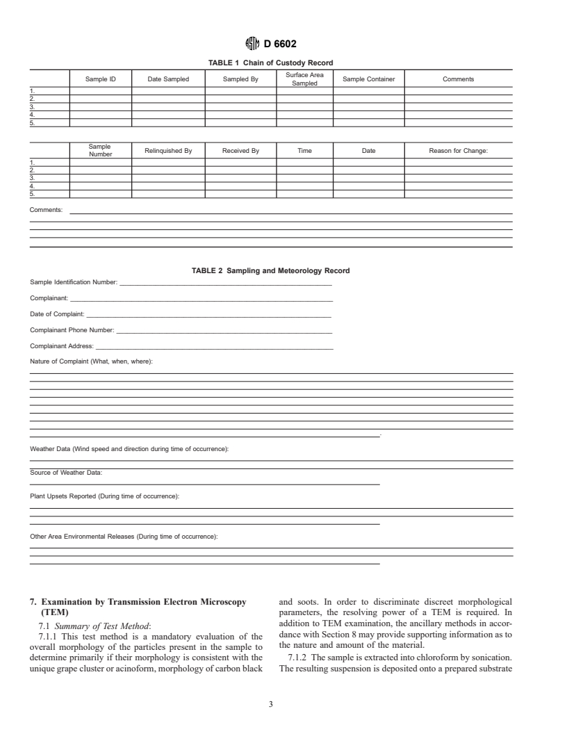 ASTM D6602-00 - Standard Practice for Sampling and Testing of Possible Carbon Black Fugitive Emissions or Other Environmental Particulate, or Both