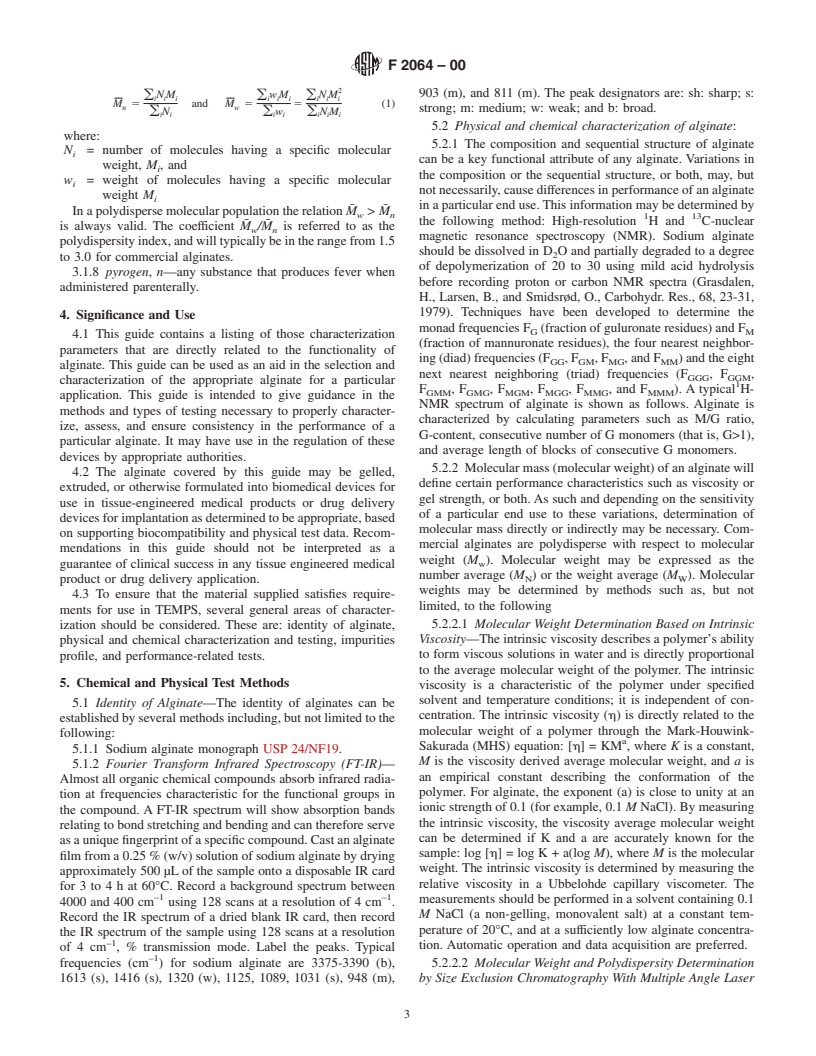 ASTM F2064-00 - Standard Guide for Characterization and Testing of Alginates as Starting Materials Intended for Use in Biomedical and Tissue-Engineered Medical Products Application