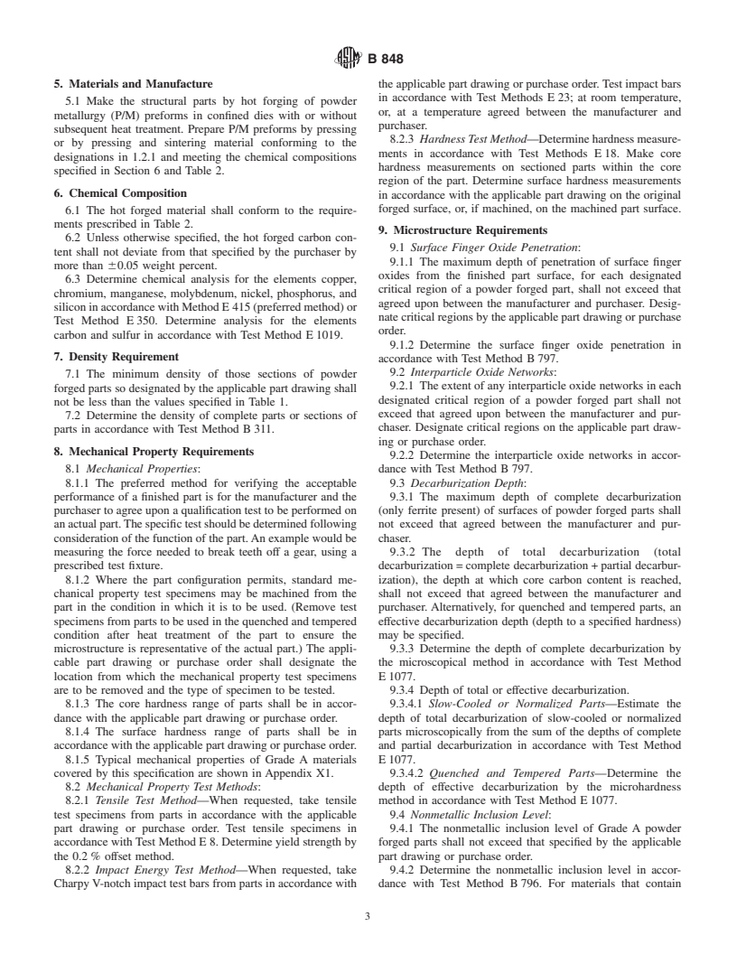 ASTM B848-01 - Standard Specification for Powder Forged (P/F) Ferrous Structural Parts