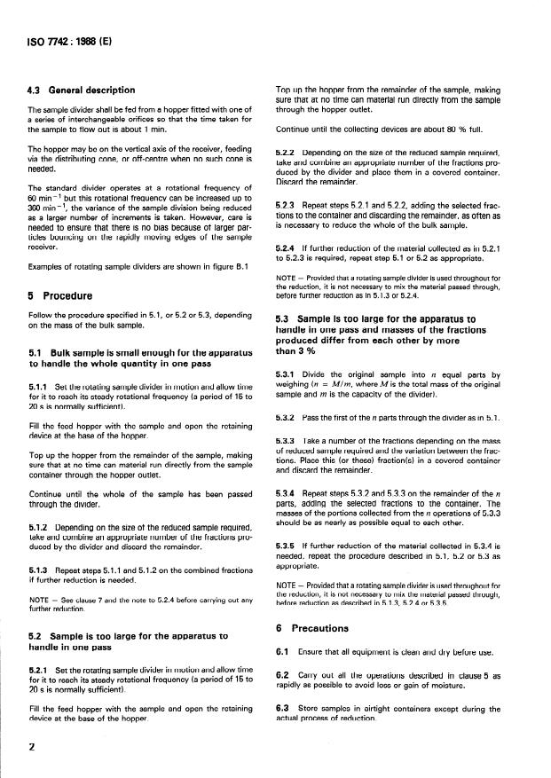 ISO 7742:1988 ISO 7742:1988 - Solid fertilizers -- Reduction of samples - Page 4 preview
