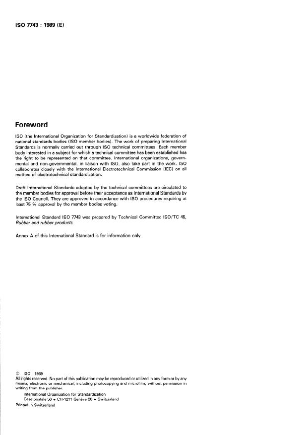ISO 7743:1989 ISO 7743:1989 - Rubber, vulcanized or thermoplastic -- Determination of compression stress-strain properties - Page 2 preview