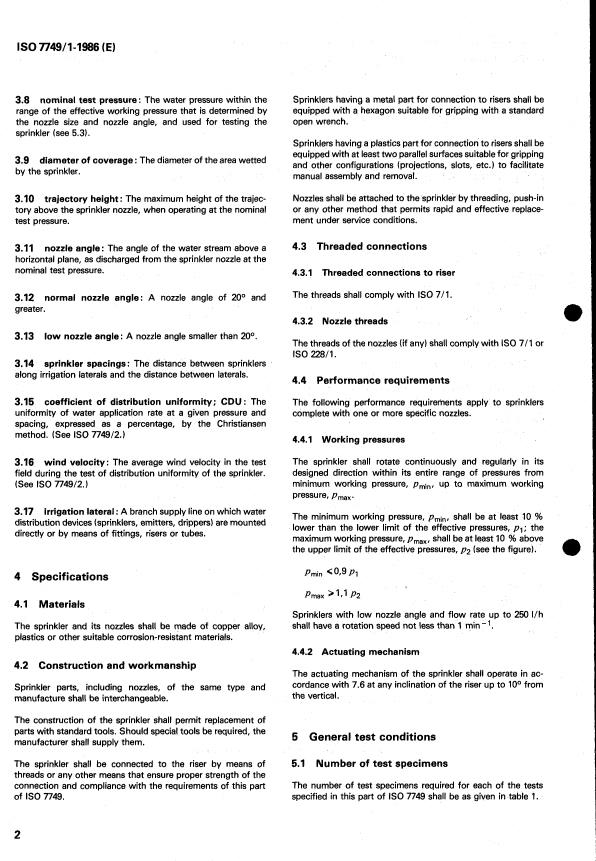 ISO 7749-1:1986 ISO 7749-1:1986 - Irrigation equipment -- Rotating sprinklers - Page 4 preview