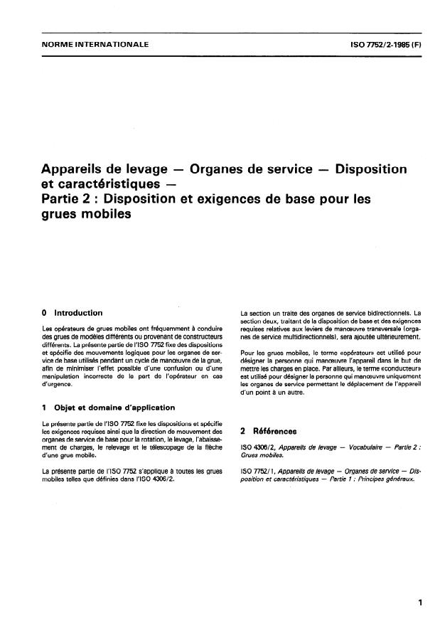 ISO 7752-2:1985 - Appareils de levage -- Organes de service -- Disposition et caractéristiques