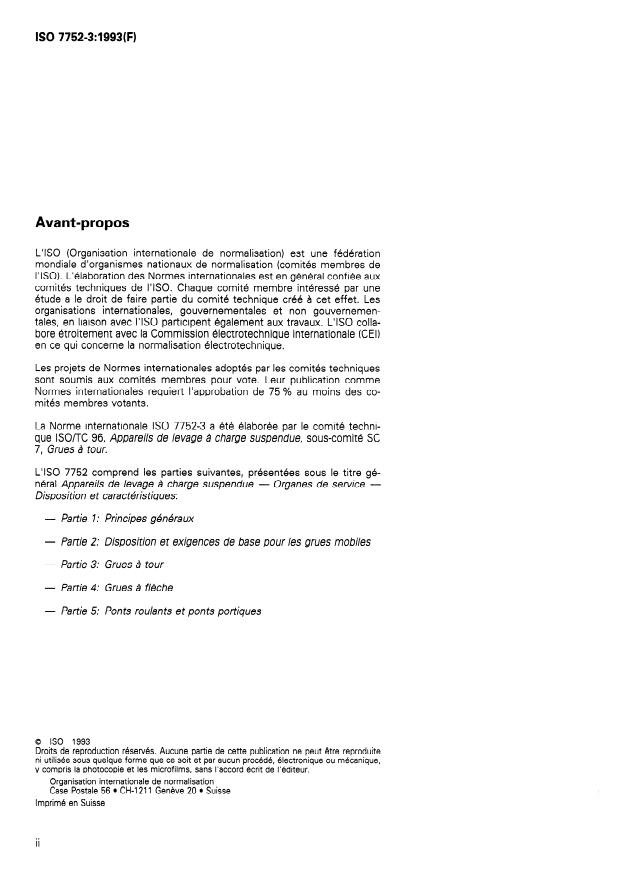 ISO 7752-3:1993 ISO 7752-3:1993 - Appareils de levage a charge suspendue -- Organes de service -- Disposition et caractéristiques - Page 2 preview