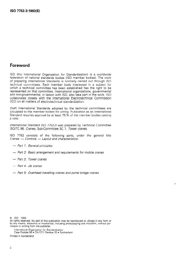 ISO 7752-3:1993 ISO 7752-3:1993 - Cranes -- Controls -- Layout and characteristics - Page 2 preview