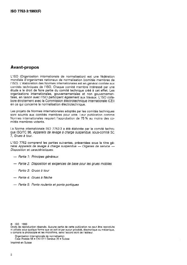 ISO 7752-3:1993 ISO 7752-3:1993 - Appareils de levage a charge suspendue -- Organes de service -- Disposition et caractéristiques - Page 2 preview