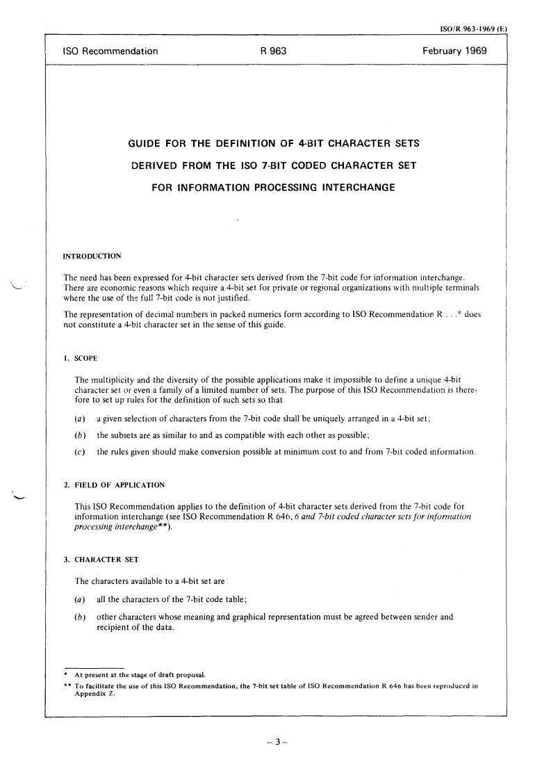 ISO/R 963:1969 ISO/R 963:1969 - Title missing - Legacy paper document
Released:1/1/1969 - Page 3 preview