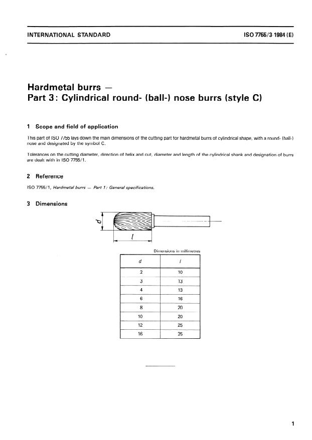 ISO 7755-3:1984 - Hardmetal burrs