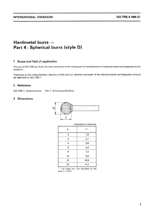 ISO 7755-4:1984 - Hardmetal burrs
