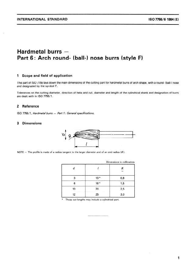 ISO 7755-6:1984 - Hardmetal burrs