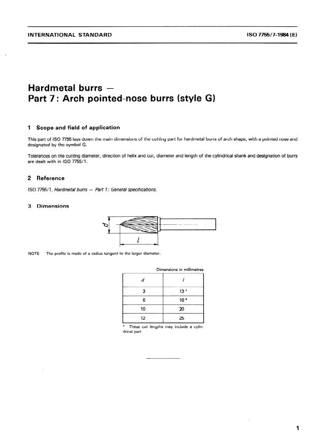 ISO 7755-7:1984 - Hardmetal burrs
