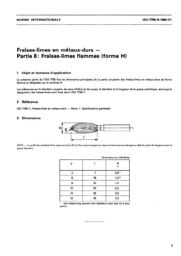 ISO 7755-8:1984 - Fraises-limes en métaux-durs