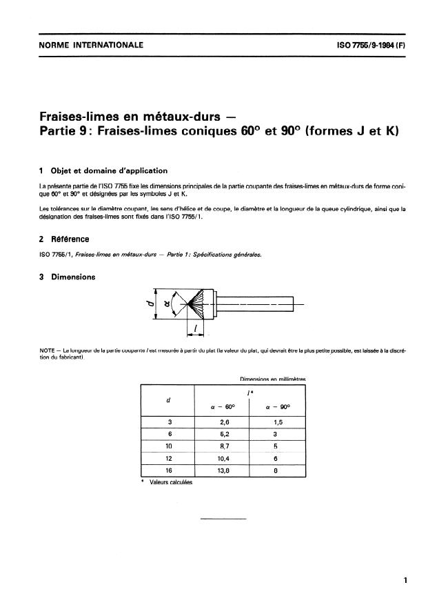 ISO 7755-9:1984 - Fraises-limes en métaux-durs