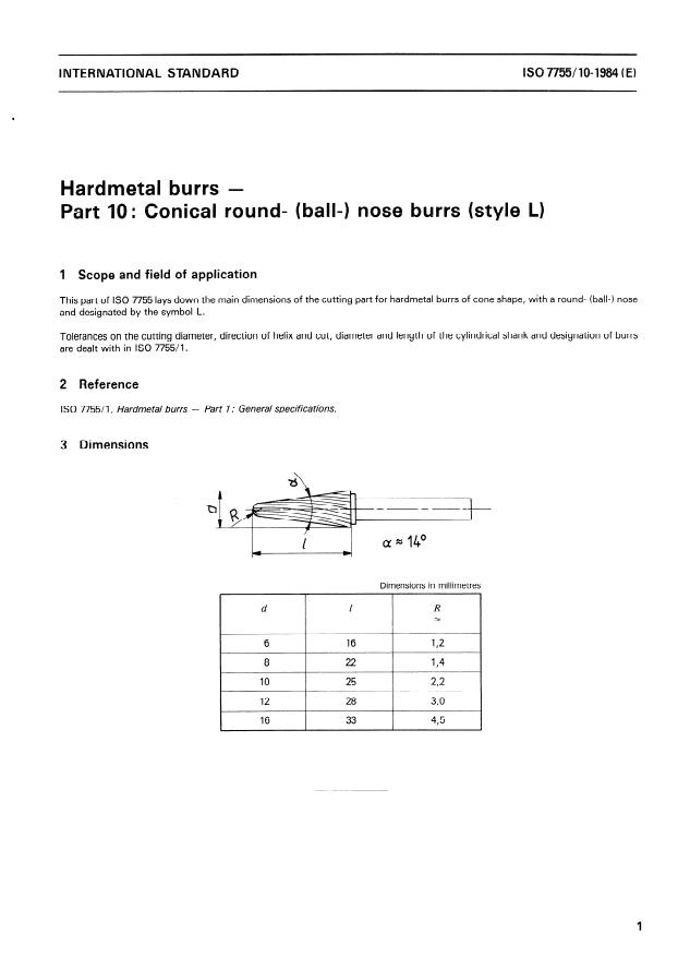 ISO 7755-10:1984 - Hardmetal burrs
