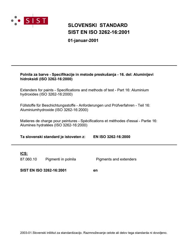EN ISO 3262-16:2001