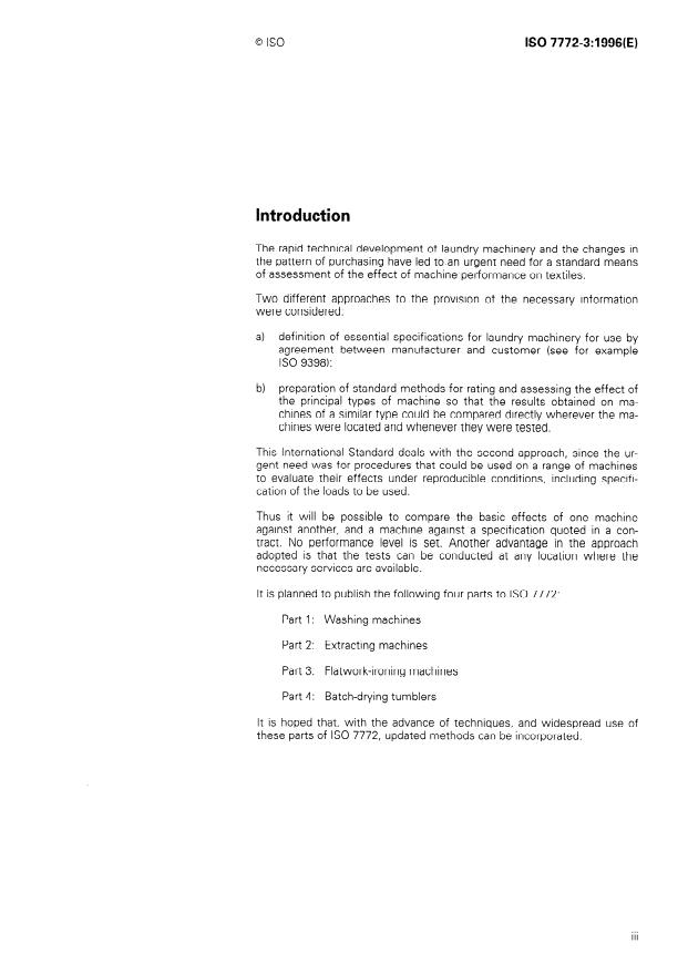 ISO 7772-3:1996 - Assessment of industrial laundry machinery by its effect on textiles