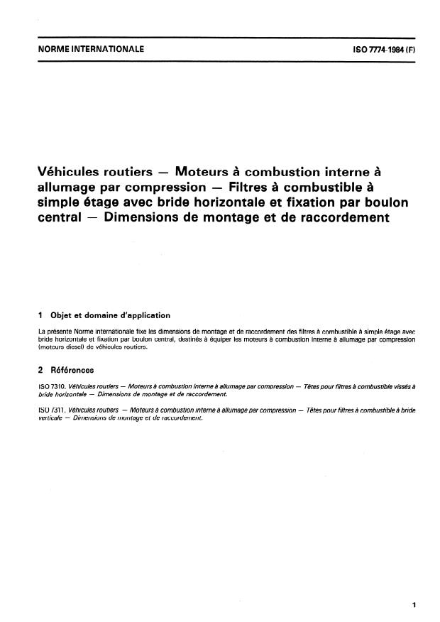 ISO 7774:1984 - Road vehicles — Compression ignition engines — Single ...