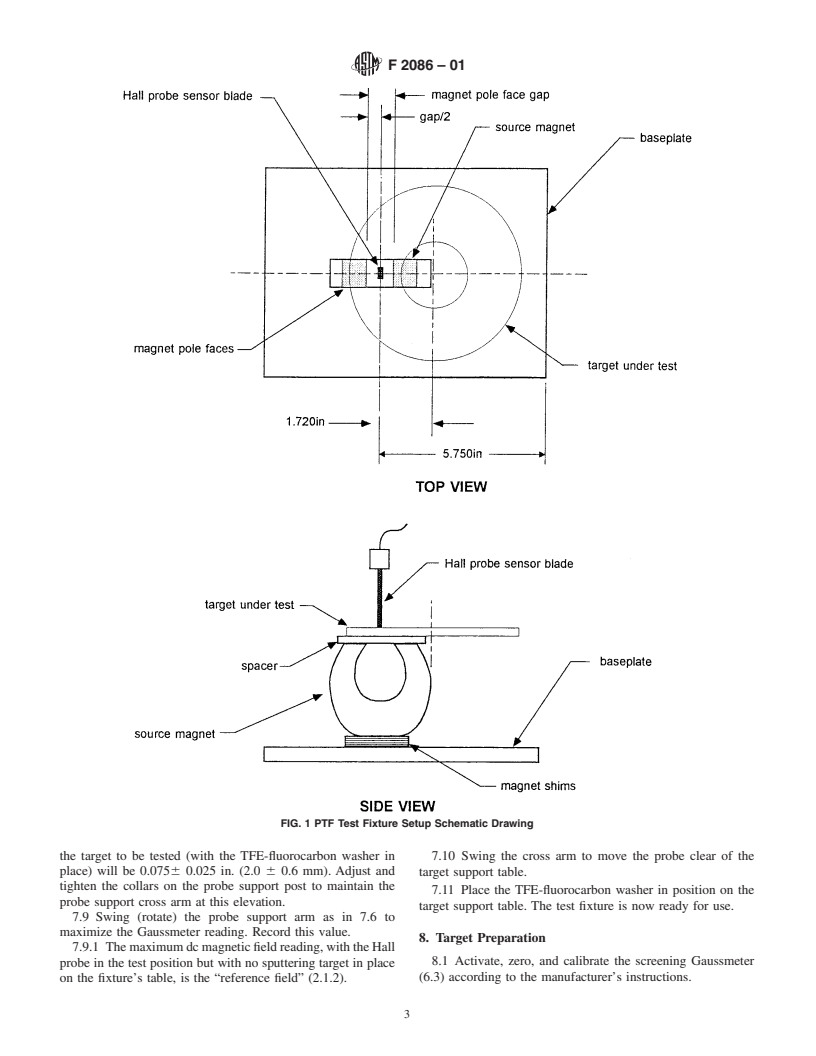 ASTM F2086-01 - Standard Test Method for Pass Through Flux of Circular Magnetic Sputtering Targets, Method 2 (Withdrawn 2007)