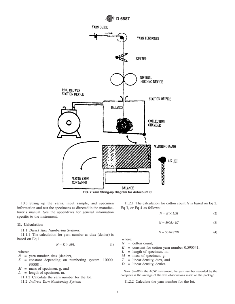 ASTM D6587-00 - Standard Test Method for Yarn Number Using Automatic Tester