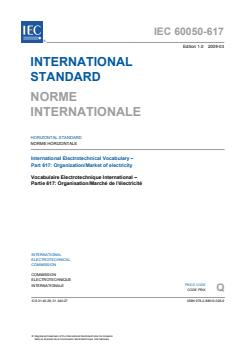 oSIST IEC 60050-617:2006 IEC 60050-617:2009 - International Electrotechnical Vocabulary (IEV) - Part 617: Organization/Market of electricity - Page 3 preview