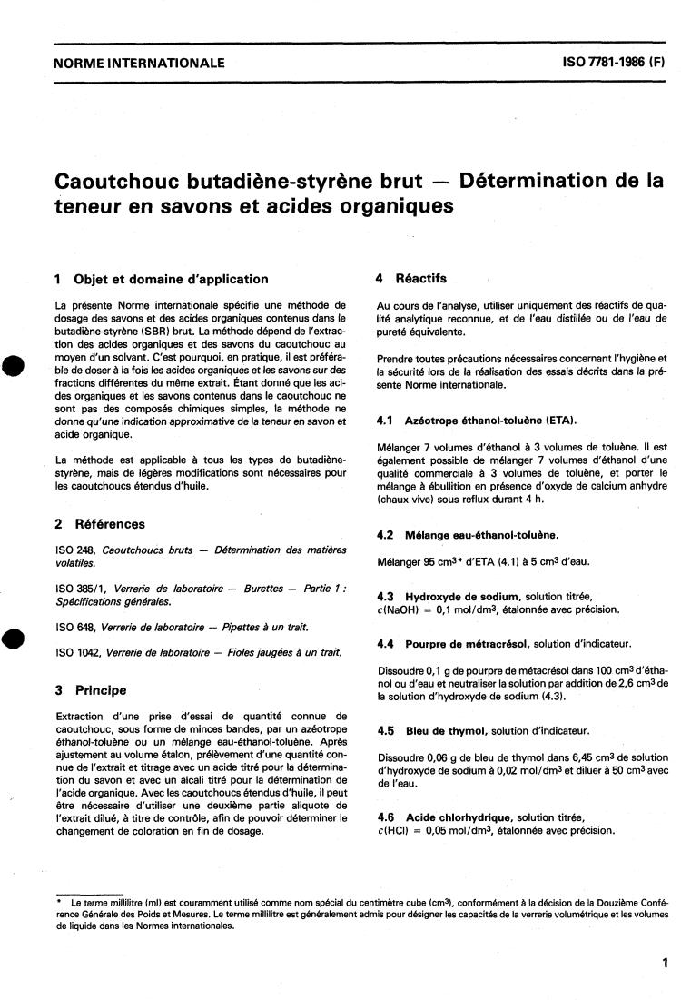 ISO 7781:1986 - Rubber, raw styrene-butadiene — Soap and organic acid content — Determination
Released:10/16/1986