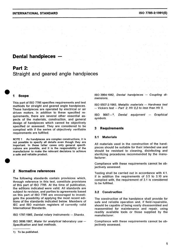 ISO 7785-2:1991 - Dental handpieces
