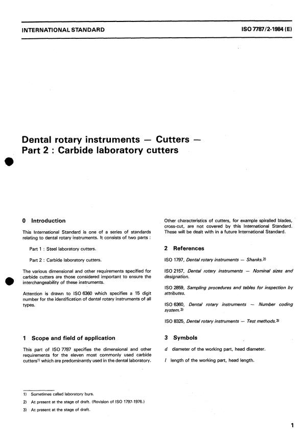 ISO 7787-2:1984 - Dental rotary instruments -- Cutters