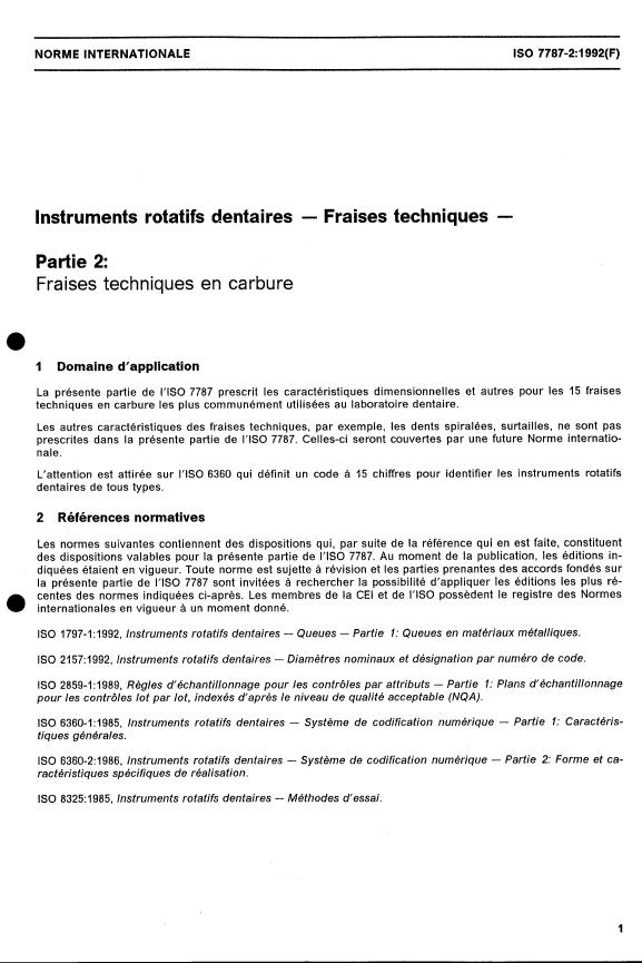 ISO 7787-2:1992 - Instruments rotatifs dentaires -- Fraises techniques