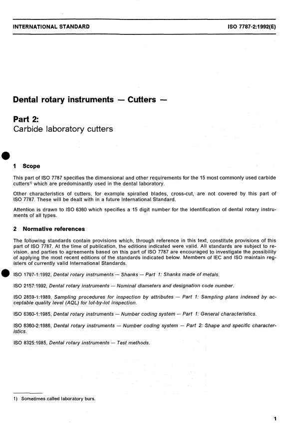 ISO 7787-2:1992 - Dental rotary instruments -- Cutters