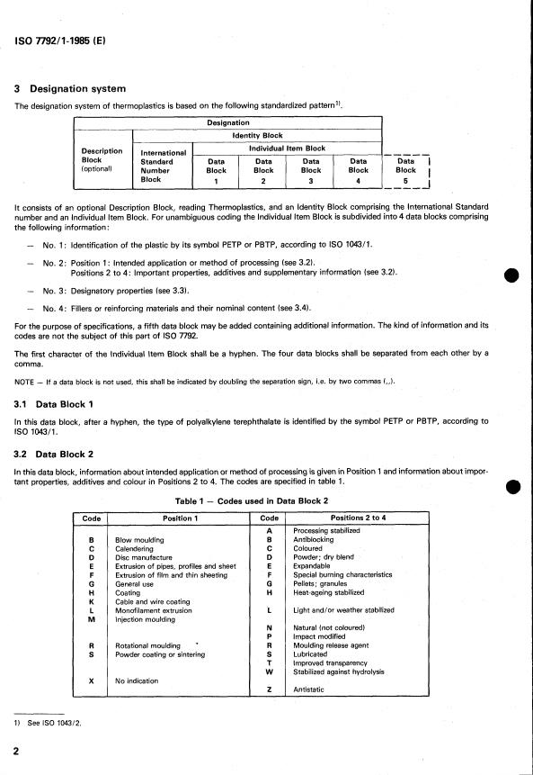 ISO 7792-1:1985 ISO 7792-1:1985 - Plastics -- Polyalkylene terephthalates - Page 4 preview
