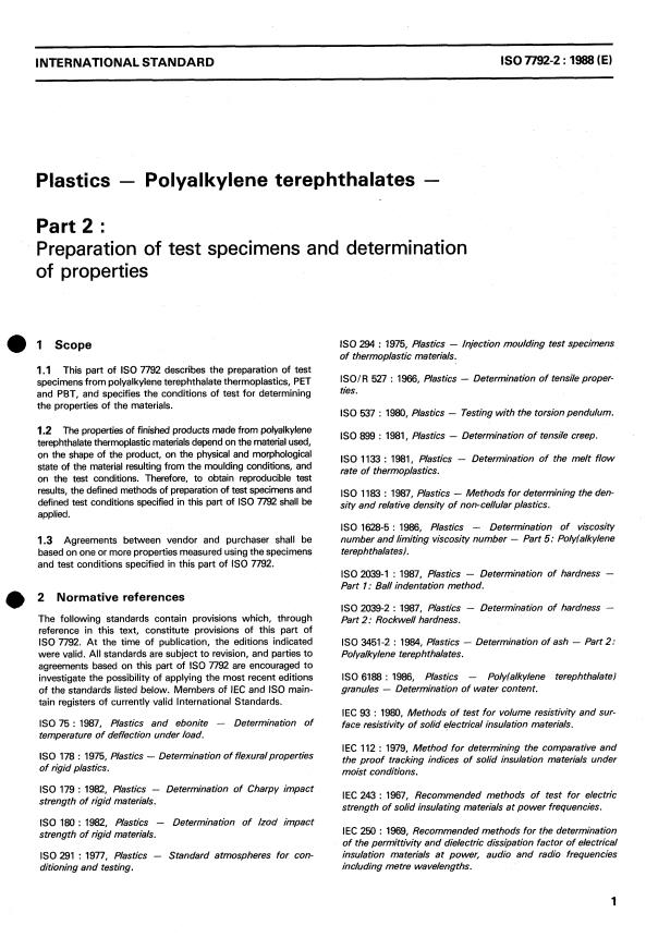 ISO 7792-2:1988 - Plastics -- Polyalkylene terephthalates