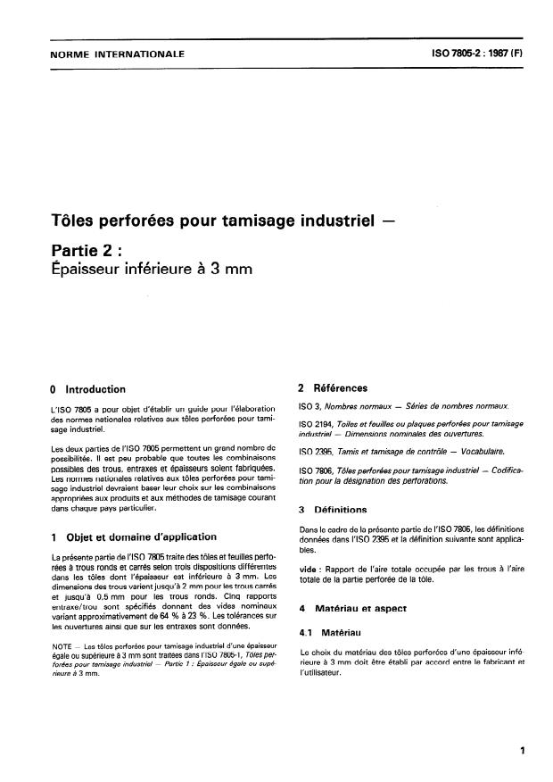 ISO 7805-2:1987 - Tôles perforées pour tamisage industriel