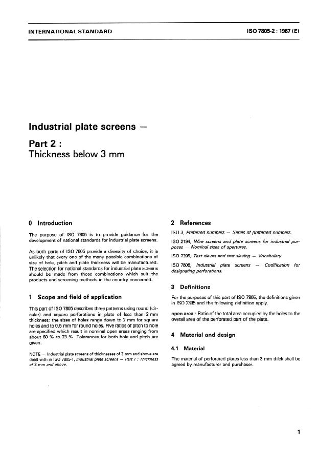 ISO 7805-2:1987 - Industrial plate screens