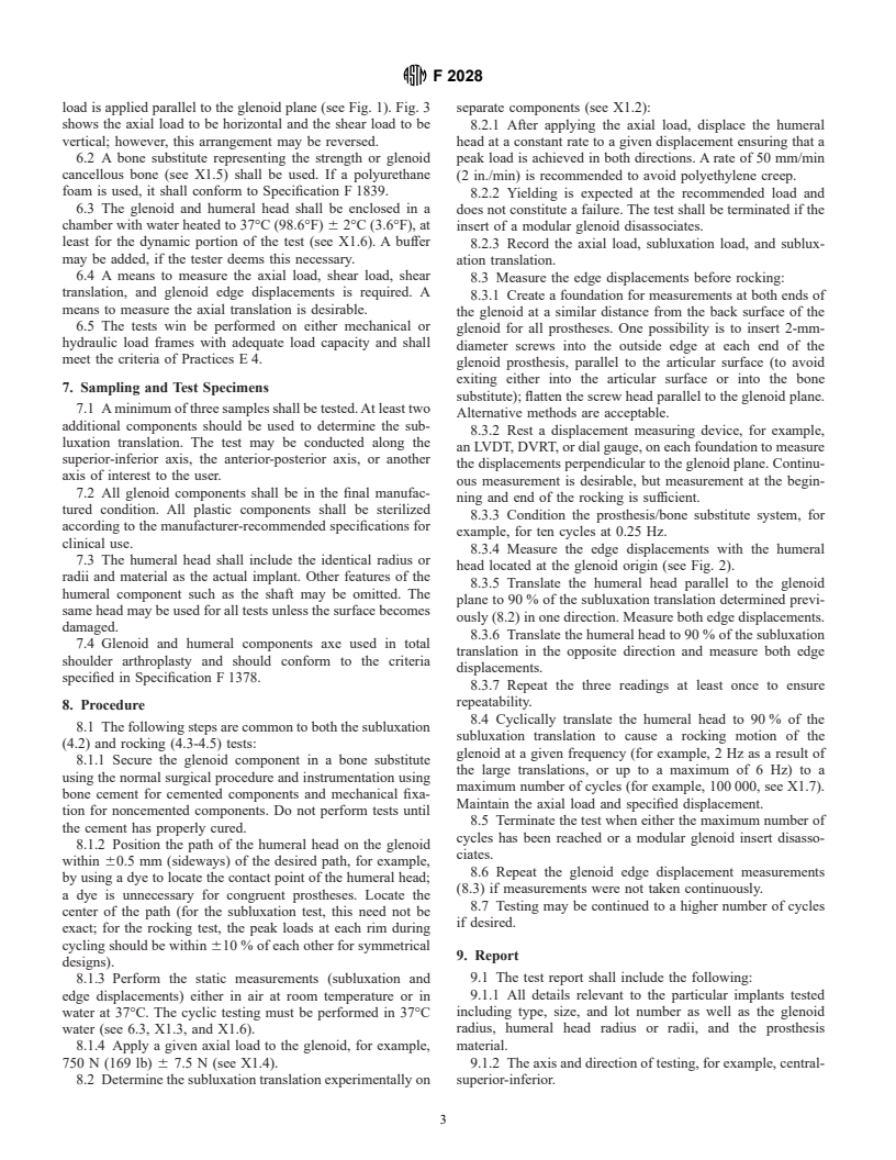 ASTM F2028-00 - Standard Test Methods for the Dynamic Evaluation of Glenoid Loosening or Disassociation