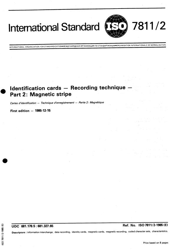 ISO 7811-2:1985 - Identification cards -- Recording technique