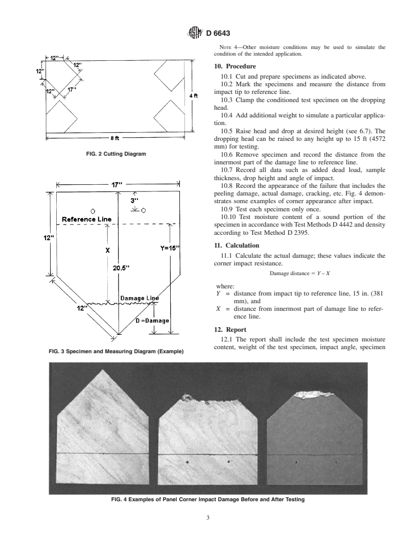 ASTM D6643-01 - Standard Test Method for Testing Wood-Base Panel Corner Impact Resistance