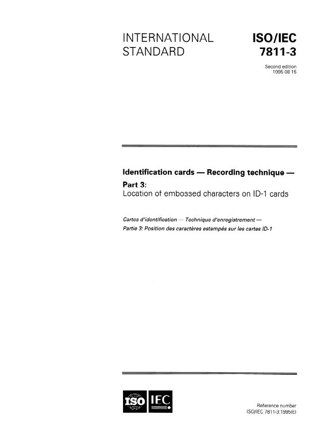 ISO/IEC 7811-3:1995 - Identification cards -- Recording technique