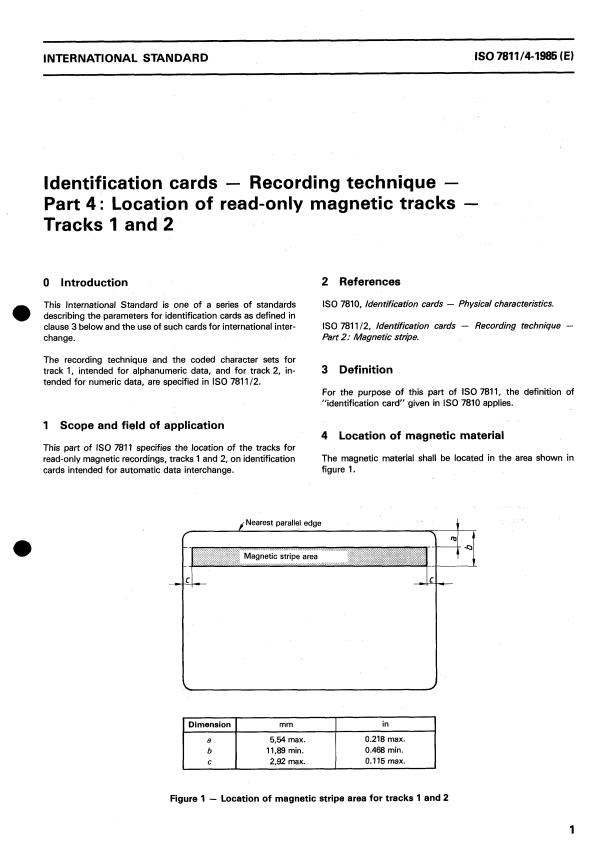 ISO 7811-4:1985 - Identification cards -- Recording technique